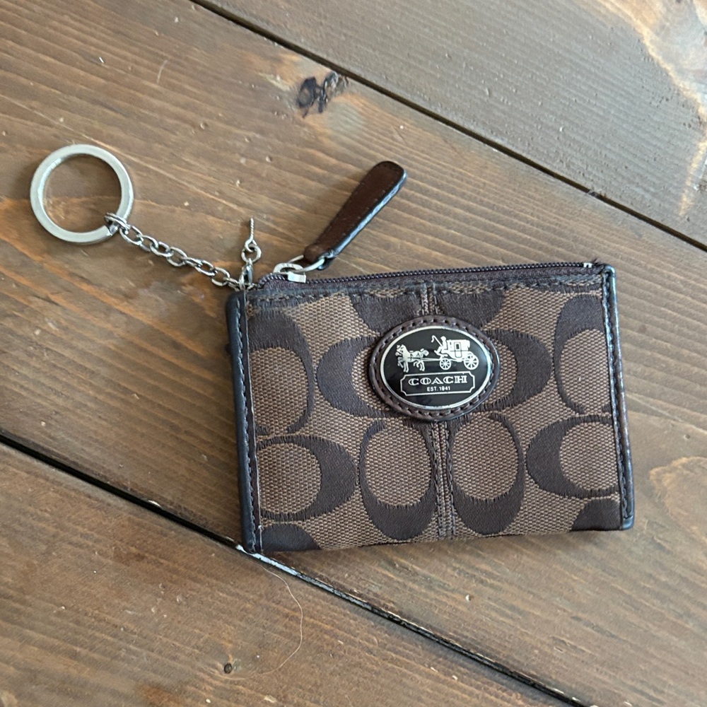 Coach Brown Signature Keychain card holder